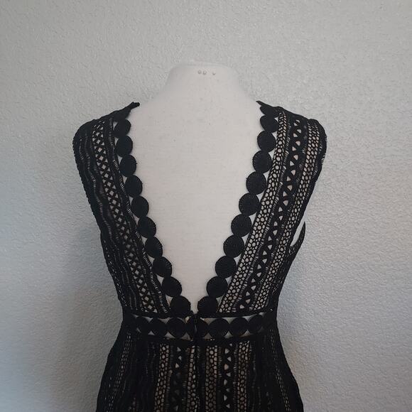 NEW Lush Black w/Tan Lining Eyelet Sleeveless Cocktail Dress Size L - Picture 9 of 14